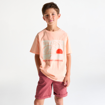 تيشيرت برتقالي فاتح للأولاد مطبوع عليه رسالة